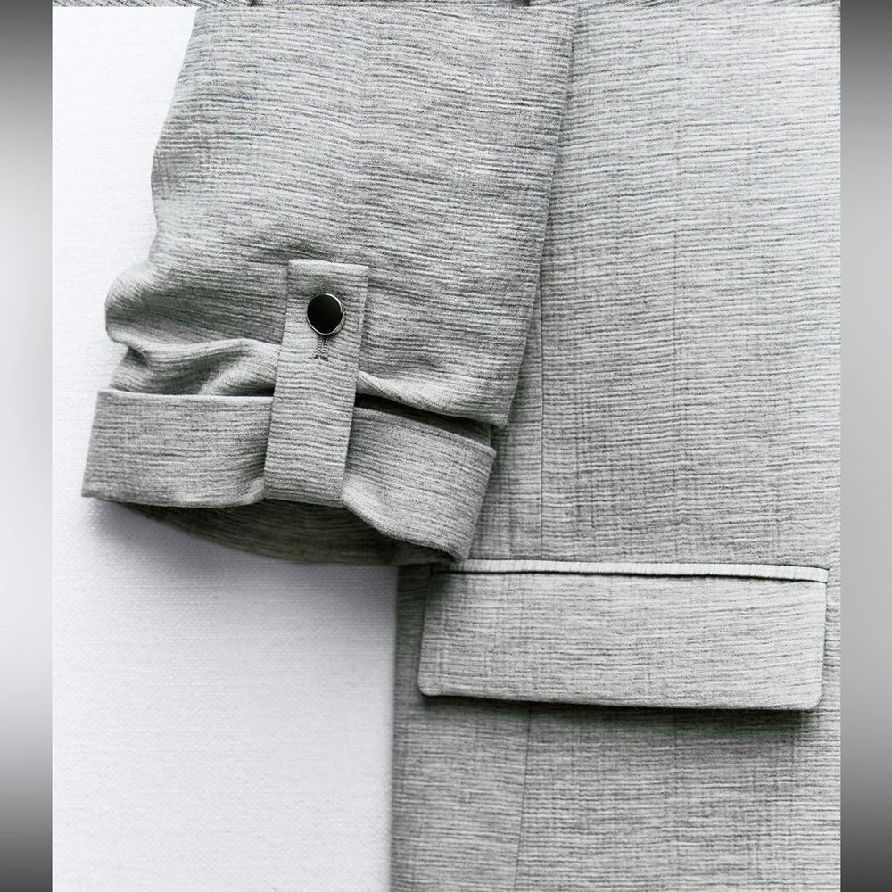 Zara NWT Grey Rolled Sleeve Blazer - Picture 8 of 9